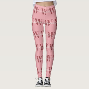 Leggings Monogramme de fille et nom rose roux