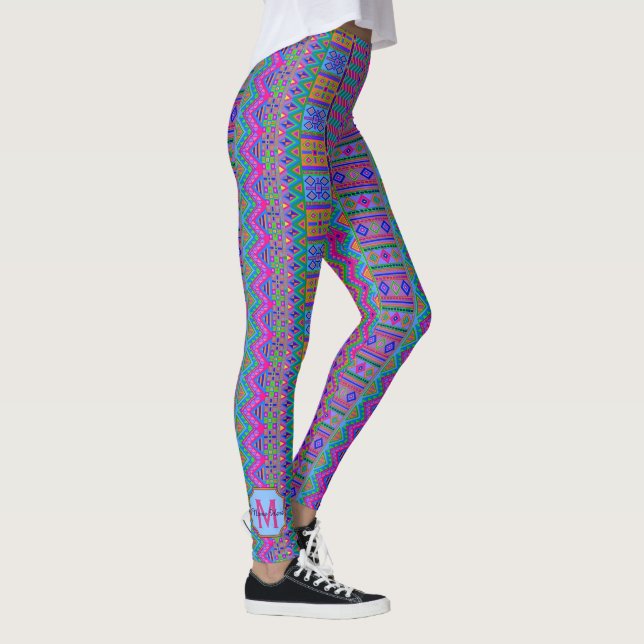 Leggings Monogramme de la tribu Aztec Bright Chic féminin e (Droite)