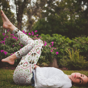 Leggings Monogramme de Noël Feuillage de verdure Foliage Ho