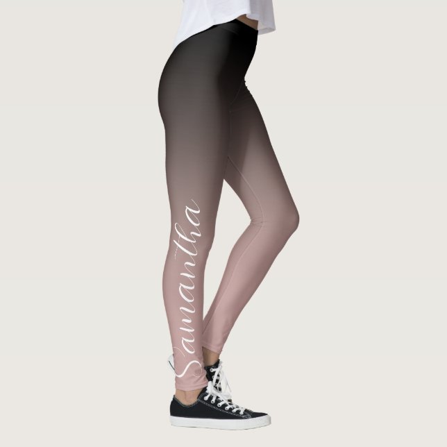 Leggings Monogramme d'or et d'ombre noir Rose moderne (Droite)