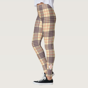 Leggings Monogramme, élégant tartan écossais en plaid beige