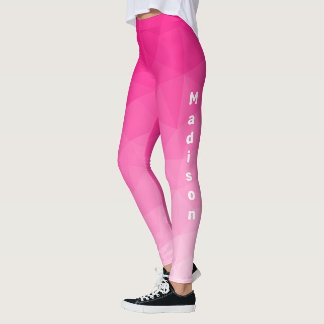 Leggings Monogramme Motif à maillage géométrique rose chaud (Gauche)