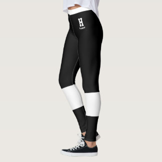 Leggings Monogramme personnalisé classique accents noir et 