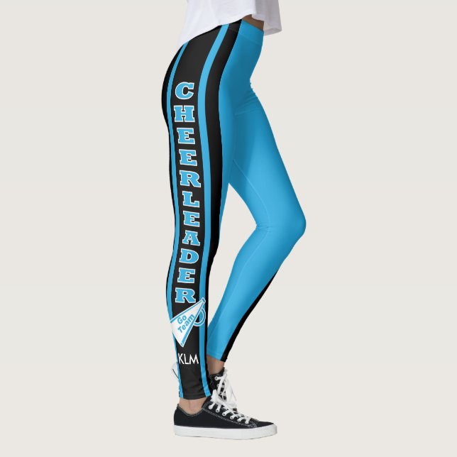 Leggings Monogramme Pom-pom girl Bleu bébé (Droite)