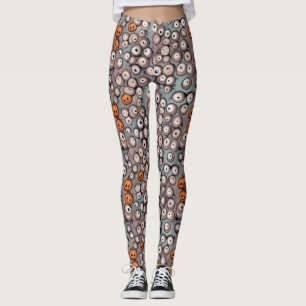 Leggings Monster Eyeballs Motif Doodles