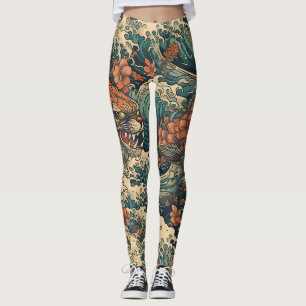 Leggings Monstre japonais Tattoo Art Sea
