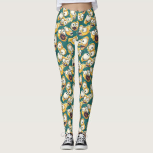 Leggings Monstre jaune fou Halloween sarcelle