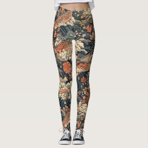Leggings Montres japonais de tatouage Art de mer