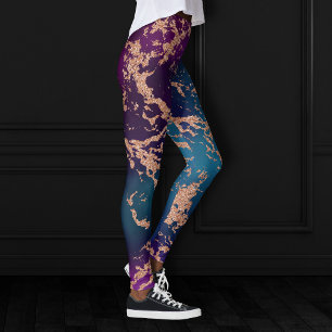 Leggings Moody Luxe Marble   Profond violet et Turquoise or