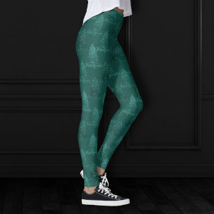 Leggings Moody Tree Motif   Noël Turquoise de minuit foncé