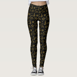 Leggings Moons et étoiles Motif or