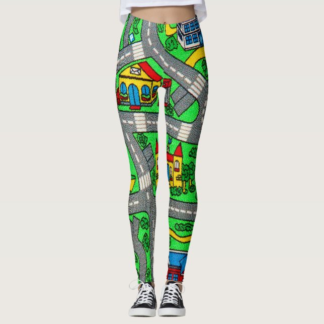 Leggings Moquette de piste nostalgique Voiture Road, nostal (Devant)