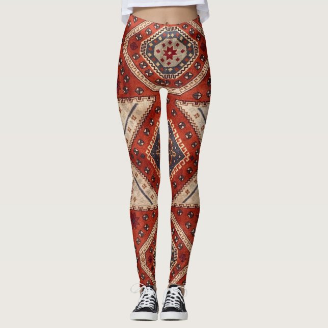 Leggings Moquette orientale turque perse rouge (Devant)