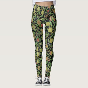 Leggings Morris Arrière - plan noir Antique Pomegrana Motif
