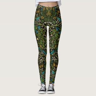 Leggings Morris Noir Fond Motif Blackthorn Vintage