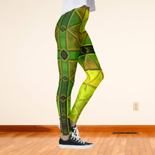 Leggings Mosaic Carré Kaleidoscope Vert et Jaune