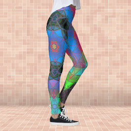 Leggings Mosaic Kaleidoscope Fleur arc en ciel