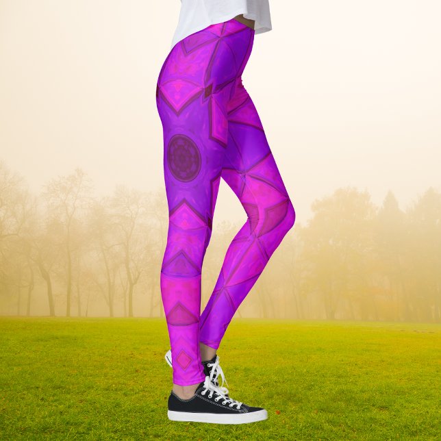 Leggings Mosaic Kaleidoscope Fleur rose (Créateur téléchargé)