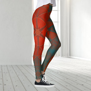 Leggings Mosaic Kaleidoscope Fleur Rouge et Bleu