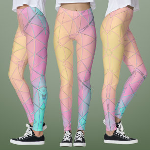 Leggings Mosaic Mandala jaune rose et bleu