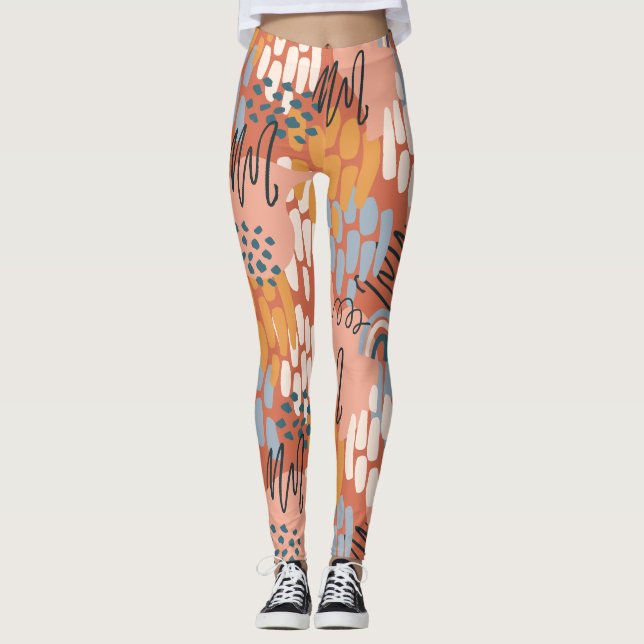 Leggings mosaïque abstraite féminine colorée (Devant)