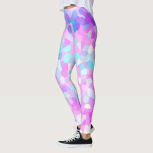 Leggings Mosaïque bleu violet vert pastel Abstrait
