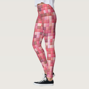 Leggings Mosaïque de carreaux rose et violet