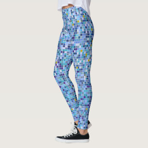 Leggings Mosaïque de teintes bleues