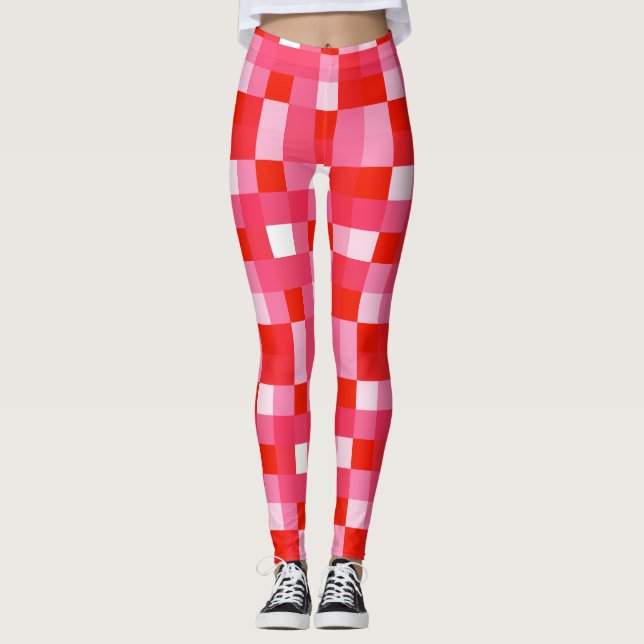 Leggings Mosaïque En vichy rouge (Devant)