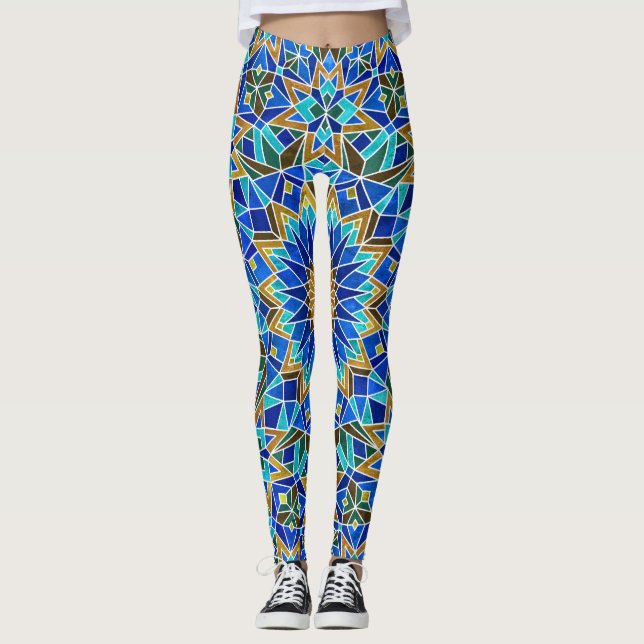 Leggings Mosaïque marocaine : Design arabe sans fil (Devant)