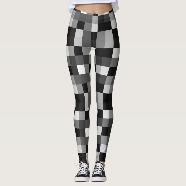 Leggings Mosaïque noire En vichy (Devant)