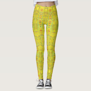 Leggings Mosaïque vert doré géométrique design kitty voices