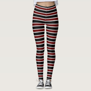 Leggings Motif à bande blanche de marron noir horizontal