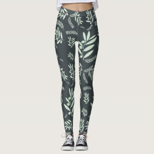 Leggings Motif à branche d'olivier naturel