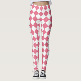 Leggings Motif à carreaux diamant rose blanc
