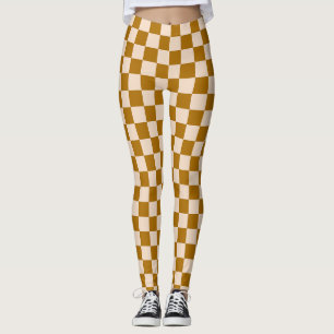 Leggings Motif à carreaux marron et beige