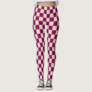 Leggings Motif à carreaux marron et beige