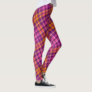 Leggings Motif à carreaux Tartan Rose Orange Violet