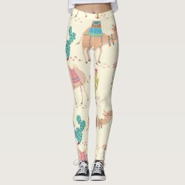 Leggings motif à chameaux, motif à cactus, empreinte désert
