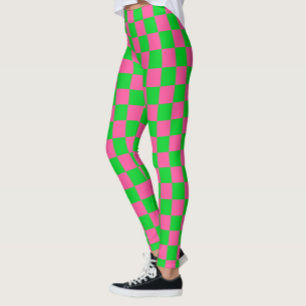 Leggings Motif À damiers chèque rose vert