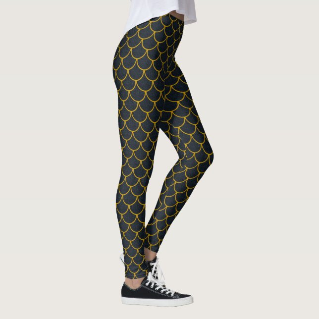Leggings Motif à échelles noir et or (Droite)