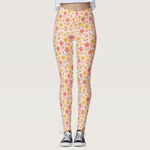 Leggings Motif à fleurs rose et jaune