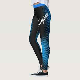 Leggings Motif à points bleus avec nom sur NOIR ou votre co