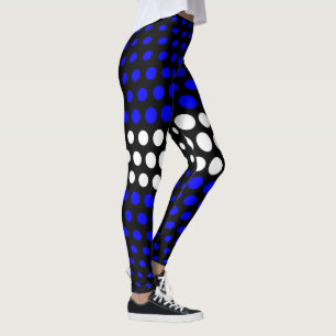 Leggings Motif à points Polka blanc et bleu