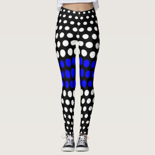 Leggings Motif à points Polka bleu et blanc