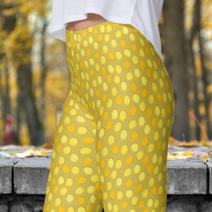 Leggings Motif à points Polka Jaune et Vieux Or