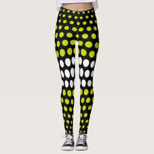 Leggings Motif à points Polka vert et blanc