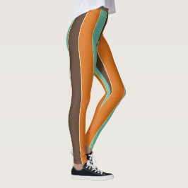 Leggings Motif à rayures vert, noir et orange
