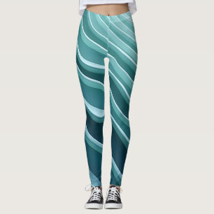Leggings Motif à vague dynamique en turquoise et turquoise