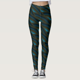 Leggings Motif Abstrait à vague bleu foncé #2